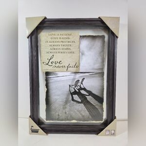 1 Corinthians 13:4 Love Never Fails Frame. 9"x12" Inspirational Framed Wall Art